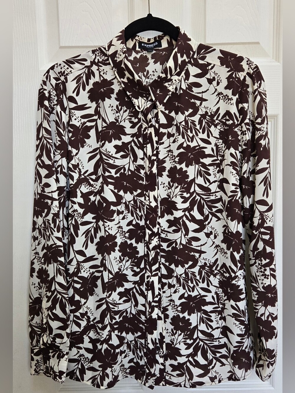 Express Cream Blouse with Dark Brown Floral Print Portifino